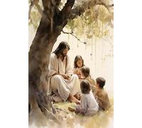 TANYANG Arte Con Acuarela Jesús Caminando Sobre El Agua Patrón Grabado Cartel Religioso Cruz Decoración De Cristo Hermosa Pintura En Lienzo A7 50X70Cm Sin Marco