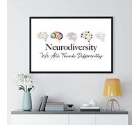 TANYANG Lienzo Pintura Neurodiversidad Todos Pensamos Diferente Cita Impresión Cerebro Póster Terapeutas Oficina Pared Decoración Cuadros 40X50Cm Sin Marco