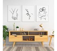 Tanyang Pareja Romántica Dibujo Lineal Cuadro Sobre Lienzo Para Pared 3 Piezas Carteles E Impresiones Besos Mano Abrazo Amor Cuadros De Pared Para Sala De Estar 35Cmx50Cm Sin Marco