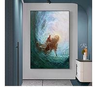 TANYANG Retro Bajo El Agua Mano De Dios Jesús Lienzo Carteles E Impresiones Decoración Cristiana Pared Arte Imagen Pintura Sala De Estar Decoración Del Hogar 60X90Cm Sin Marco