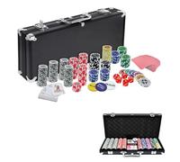 TANYEAR Maletín de póquer con 500 fichas de póquer láser, juego completo, incluye 2 barajas de póquer, maletín de aluminio, 5 dados, 3 botones, color negro