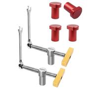TANYO 2 Piezas Abrazadera para Banco de Trabajo 20mm Incluye 4 Perros de Banco, Herramienta de Carpintería Profesional en Latón (Color: Rojo/Plata)