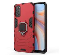 TANYO - Carcasa para OPPO Reno4 5G, Funda TPU/PC Armor con Soporte de Soporte, Hybrid Silicone Case antigolpes Bumper Cover, Color Rojo