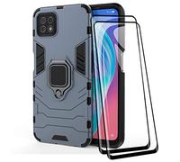 TANYO Funda + [2 Piezas] Protector de Pantalla para OPPO A73 5G, TPU/PC Antigolpes Armor Protección Carcasa [360° Soporte] con 9H Dureza Vidrio Templado Protector, Azul