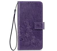 TANYO Funda Adecuado para Samsung Galaxy A21s, Diseño Retro del Modelo de Flores, Ranuras para Tarjetas, con Magnético, Stand Function Flip Wallet Case Cover, Púrpura