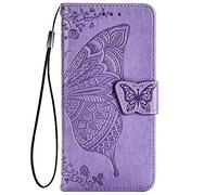 TANYO Funda Folio con Mariposa para el Sony Xperia 5 II, Carcasa PU/TPU Cuero Billetera con Efectivo y Tarjetas Ranuras, Leather Case Cover Estuche - Púrpura Claro