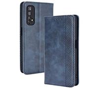 TANYO Funda Leather Folio para el OPPO Realme 7 4G (Not for 5G Version), PU/TPU Premium Flip Billetera Carcasa Libro de Cuero con Ranuras y Tarjetas - Azul