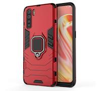 TANYO Funda para OPPO A91 (OPPO F15), Carcasa TPU/PC Hybrid Case con 360° Soporte, Robusta Silicona Estuche, Antigolpes Cover Caso Rojo