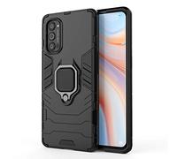 TANYO Funda para OPPO Reno4 Pro 5G, Carcasa TPU/PC Hybrid Case con 360° Soporte, Robusta Silicona Estuche, Antigolpes Cover Caso Negro