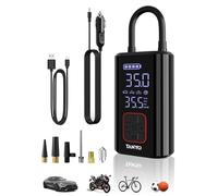 TANYO Inflador Ruedas Coche, Mini Compresor Aire Portatil 150PSI, Inflador Electrico 12V con Manómetro Digital y Linterna LED, Hinchador Ruedas Coche para Coche, Motos, Bicicleta y Pelotas