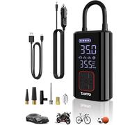TANYO Inflador Ruedas Coche, Mini Compresor Aire Portatil 150PSI, Inflador Electrico 12V con Manómetro Digital y Linterna LED, Hinchador Ruedas para Coche, Bicicleta, Motos y Pelotas
