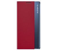 TANYO Smart View - Carcasa para Samsung Galaxy Note 20 Ultra (5G / 4G), Funda de Tapa con Tapa Transparente con Ventana de Pantalla, Elegante Espejo con Tapa y Soporte Plegable, Color Rojo