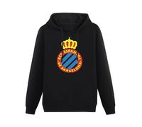 TANYOUPIN RCD Espanyol Logo Custom Retro Sudaderas con Capucha Manga Larga Suéter Holgado Negro, Negro , XL