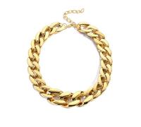 Tanyoyo Gargantilla gruesa con cadena de eslabones cubanos dorados, collares de doble eslabón, joyería punk hip-hop para mujer, XL, Acrílico, No es una piedra preciosa