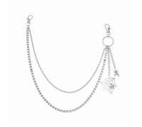 Tanz Stirnband Hosenkette Hip Hop Jeanskette Multilayer Punk Taschengürtelkette Für Männer Frauen Biker Schlüsselkette Girlande Stirnband (Plata, Talla única)