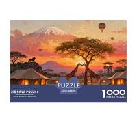 Tanzania Kilimanjaro Safari Camp Puzzle De Madera Impermeable DIY Puzzles De 1000 Piezas para Adultos Colorido Rompecabezas Juegos Educativos