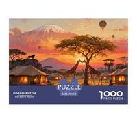 Tanzania Kilimanjaro Safari Camp Puzzle De Madera Impermeable Puzzles De 1000 Piezas para Adultos Desafiante Y Estimulante Rompecabezas para Decoración del Hogar