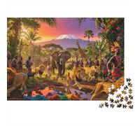 Tanzania Savannah Puzzles 1000 Piezas Reciclado Paper African Wildlife Herd Puzzle para niños y niñas Fun Present & Activity para el hogar Great Gift para Child‘s Birthday 70x50cm/1000 Piezas