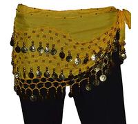 Tanzbekleidung & Accessories Cinturón de danza del vientre de gasa, cinturón para danza del vientre, para carnaval, amarillo, ca. 128 Münzen