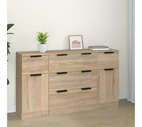 TANZEM Set de aparador 3 pzas Madera contrachapada Color Roble Sonoma, Aparadores para Salon, Aparador Entrada Recibidor, Aparador Cocina, Vitrinas para Salon, Muebles Auxiliares