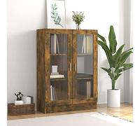 TANZEM Vitrina, Vitrinas para Salon, Muebles De Salon, Armario Oficina, Mueble Estanteria, Vitrinas Y Aparadores, Vitrinas para Colecciones Madera contrachapada Roble Ahumado 82,5x30,5x115 cm