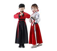TANZEQI - Traje de vestir chino tradicional Hanfu para niños y niñas, traje de fiesta antigua de la dinastía Han, disfraz de cosplay, Rojo y Negro, 110 cm