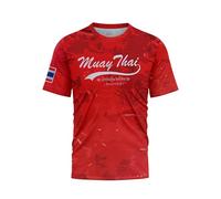 TAO MARTIAL Camiseta Muay Thai Dry Fit Top Manga Corta Diseño Camuflaje, rojo, S