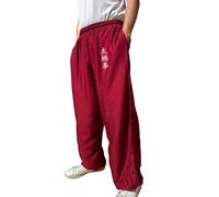 TAO MARTIAL Pantalón Kung Fu Style Tai Chi y Wing Chun Pantalón con Bolsillos Amplios de Viscosa, V3, Burdeos Tai Ji, L (175-185cm)