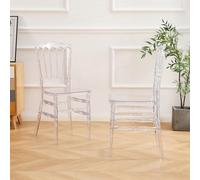 TAO ONE Juego de 2 sillas Napoleón transparentes, sillas de acrílico transparente, sillas de comedor de plástico moderno, sillas de cristal transparente sin brazos para bodas, banquetes, fiestas