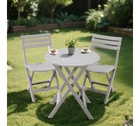 TAO ONE Juego de bistró plegable de plástico, juego de bistró de patio de 3 piezas, mesa y sillas portátiles para interiores y exteriores con respaldo, juego de muebles de patio plegables para balcón