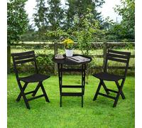 TAO ONE Muebles de balcón plegable, juego de 3 piezas, juego de balcón, 2 sillas, 1 mesa, para interiores y exteriores con respaldo, juego de muebles de terraza plegable para balcón, jardín, piscina,