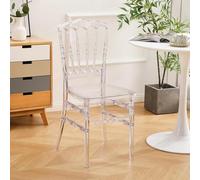 TAO ONE Silla Napoleón transparente, silla de acrílico transparente, sillas de comedor de plástico moderno, sillas de cristal transparente sin brazos para bodas, banquetes, fiestas, eventos, cocina