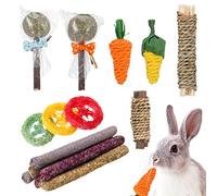 tao pipe 15 Piezas Juguetes para Masticar Conejos, Juguetes para Morder Hámster Animales Pequeños Juguetes para Masticar Juguetes Molares Naturales para Jerbos Cobayas Conejos Hámster