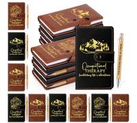 TaoBary 12 juegos de cuaderno de cuero A6 con bolígrafo de bambú para terapia ocupacional, regalo de agradecimiento al mes, 2 colores, suministros de graduación (muy elegante)