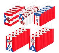 TaoBary 25 bolsas de regalo de Puerto Rico con asas de papel/tela, bandera de Puerto Rico, bolsa de envoltura de regalo para viajeros de Navidad, festival patriótico, día nacional, suministros de