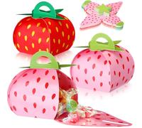 TaoBary 36 cajas de dulces de fresa, cajas de regalo de frutas para fiestas, cajas de regalo grandes 3D de fresa, suministros de decoración de fiesta de fresa, suministros para cumpleaños, baby