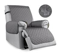 TAOCOCO Funda de Sofá, 100% Funda Sofa Impermeable with Pockets, Funda sillón reclinable with Elastic Strap, Chair Non Slip Cover for Pets/Kids(Gris/25 Inch Recliner)