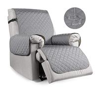 TAOCOCO Funda de Sofá, 100% Funda Sofa Impermeable with Pockets, Funda sillón reclinable with Elastic Strap, Chair Non Slip Cover for Pets/Kids (Gris Claro/25 Inch Recliner)