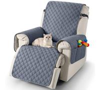 TAOCOCO Funda Sillon Relax Reclinable 1 Plaza, Funda Sofa Impermeable para Mascotas con Bolsillo, Ajustable Elástico, Fundas Sillon Relax Reclinable Antiarrays y Antimanchas(Gris Azulado, 55×231cm)