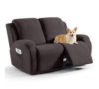 TAOCOCO Funda Sillon Relax Reclinable Elástica, Funda Jacquard para Sillón con Bolsillos, Funda de Sofá Resistente a Manchas y arañazos, Adecuada para Gatos, Perros y niños(2 Plazas, Chocolate)