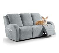 TAOCOCO Funda Sillon Relax Reclinable Elástica, Funda Jacquard para Sillón con Bolsillos, Funda de Sofá Resistente a Manchas y arañazos, Adecuada para Gatos, Perros y niños(3 Plazas, Gris Claro)