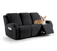 TAOCOCO Funda Sillon Relax Reclinable Elástica, Funda Jacquard para Sillón con Bolsillos, Funda de Sofá Resistente a Manchas y arañazos, Adecuada para Gatos, Perros y niños(3 Plazas, Negro)