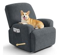 TAOCOCO Funda Sillon Relax Reclinable Elástica, Funda Jacquard para Sillón con Bolsillos, Funda de Sofá Resistente a Manchas y arañazos, Adecuada para Gatos, Perros y niños(1 Plaza, Gris Negro)