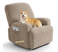 TAOCOCO Funda Sillon Relax Reclinable Elástica, Funda Jacquard para Sillón con Bolsillos, Funda de Sofá Resistente a Manchas y arañazos, Adecuada para Gatos, Perros y niños(1 Plaza, Caqui)