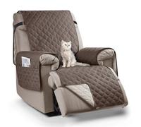 TAOCOCO Fundas para Sofa 1 Plaza, 100% Funda Sofa Impermeable with Pockets, Funda sillón reclinable with Elastic Strap, Chair Non Slip Cover for Pets/Kids(Marrón/25 Inch Recliner)
