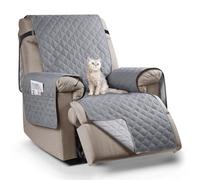 TAOCOCO Fundas para Sofa 1 Plaza, 100% Funda Sofa Impermeable with Pockets, Funda sillón reclinable with Elastic Strap, Chair Non Slip Cover for Pets/Kids(Gris Claro/22 Inch Recliner)