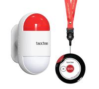 taoctee Botón de Alarma para Emergencias Alarma de Pánico Inalámbrica con Sirena y Strobe para Hogar Negocio,Ligero y Compacto con Cordón - Sistema de Alerta para Casa/Tienda (Batería/USB)