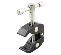 TAODAN Súper abrazadera negra con roscas de 1/4 y 3/8 para equipo fotográfico, montaje universal de metal, montaje fijo para bicicleta/motocicleta, apto para sombrillas de lámpara, barras