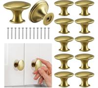 Taoduod 12 piezas Bronce Pomos De Muebles Diámetro de 30mm Manijas de Cajones Vintage de Latón Antiguo Manijas de un Solo Agujero Latón Envejecido Pomos de Puerta Redondos de Muebles con Tornillos