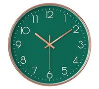 Taodyans Reloj de pared moderno para niños, sin ruido de tictac, 30 cm, de cuarzo, funciona con pilas, para oficina, aula, salón, dormitorio (verde)